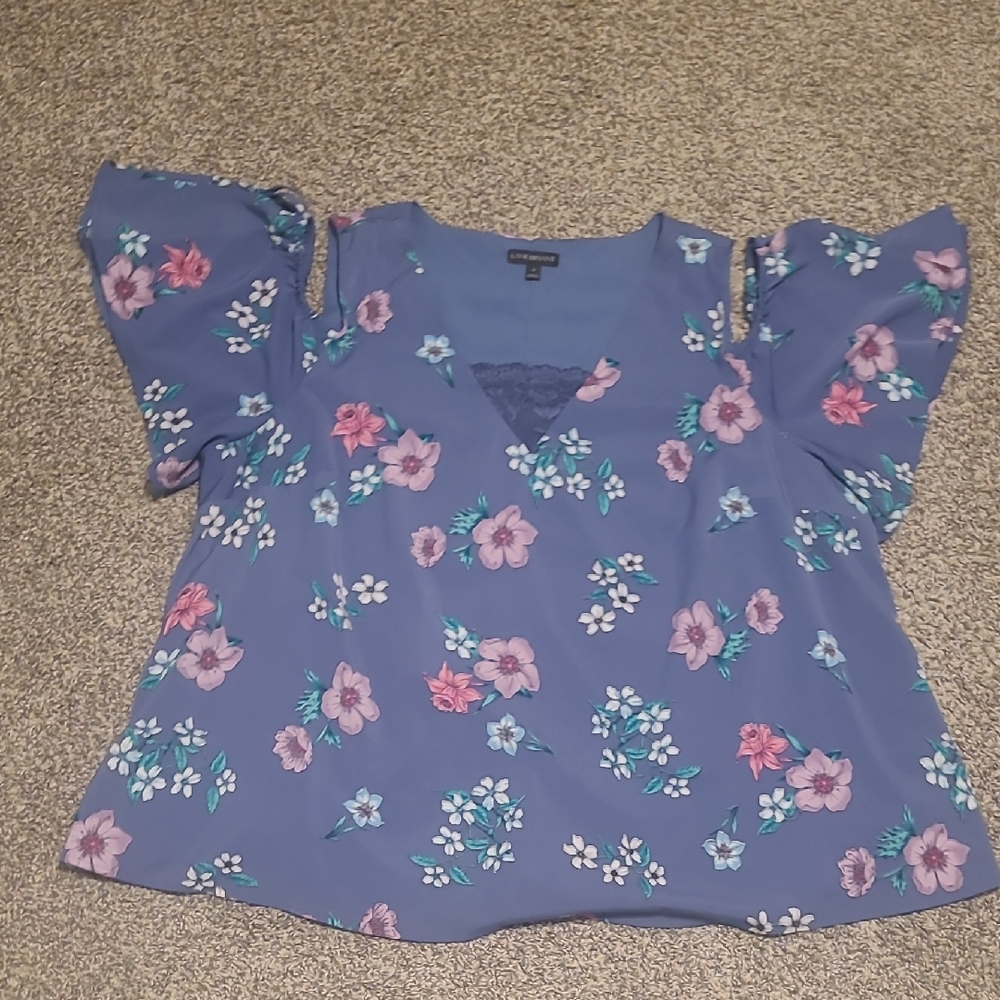 Lane Bryant Blue Floral Blouse